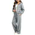 thumbnail image 3 of Husipze 2 Piece Sweatsuit for Girls Fleece Zip Relaxed Fit Hoodie Sweatshirt Oversized Wide Leg Elastic Waist Sweatpants Outfits Gray 5-6 Years, 3 of 9