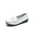 thumbnail image 1 of Daeful Mocassins pour Femmes à Bout Rond, Chaussures Bateau, Ballerines Basses, Marche, Légères, Confort, à Enfiler, Mocassins, Blanc 8.5, 1 of 9