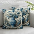 thumbnail image 3 of COMIO Pillow Covers Blue and White Tile China Decor Pillow Covers Room Decor Vintage Style Flower Navy Blue White Pillow Protector Decoration for Home, 3 of 5