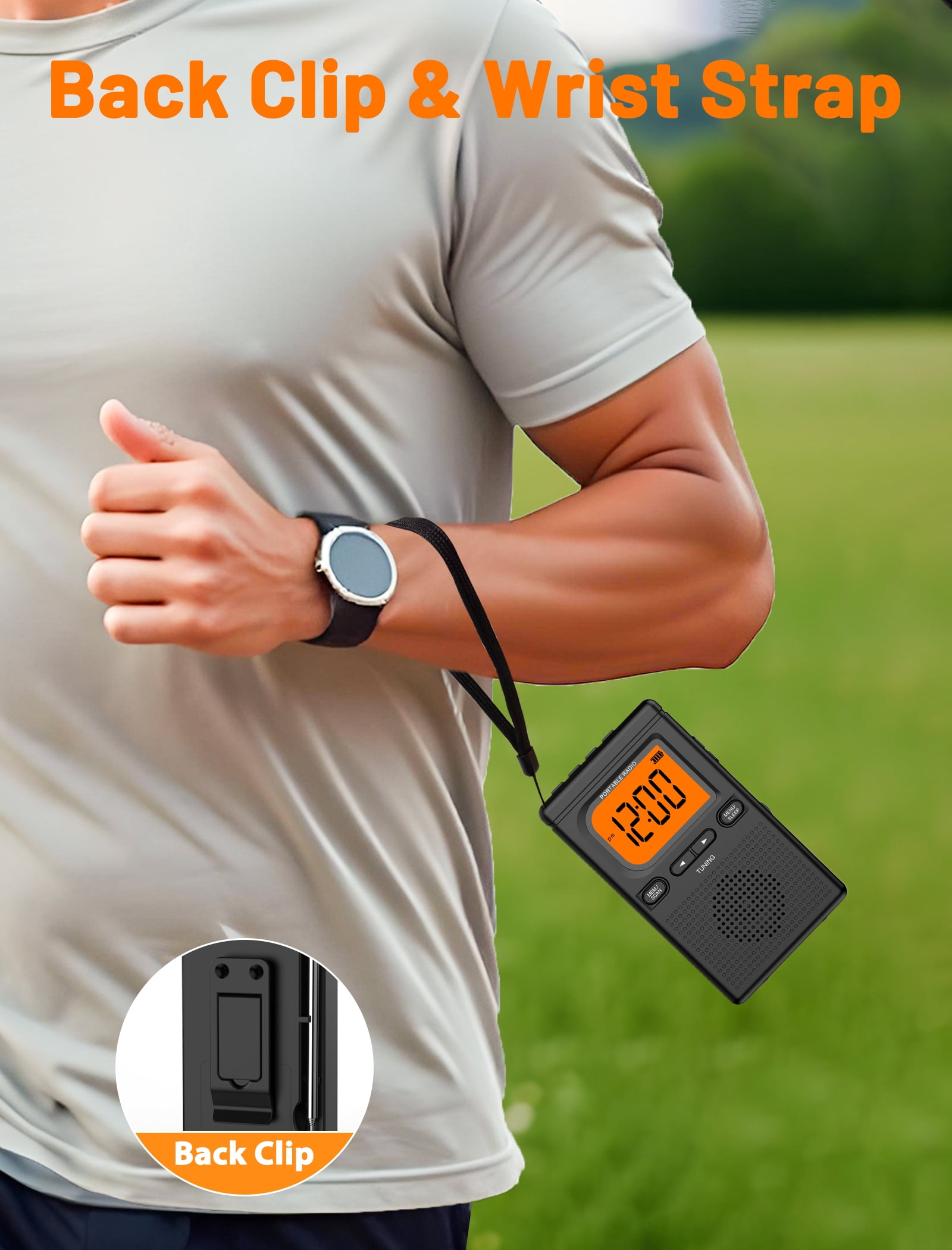 Bluetooth Portable AM FM Radio, Pocket Radio with Digital Tuning, Rechargeable AM FM Radio with  Earphone Jack, Flashlight, LCD Screen