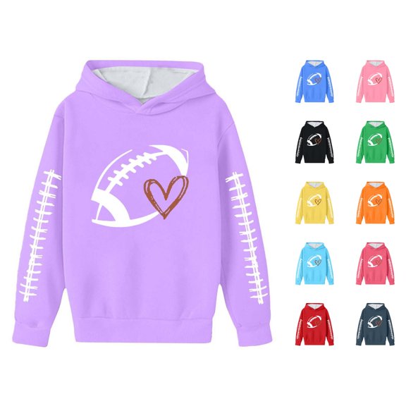 Gyujnb Youth Athletic Hoodie with Mixed Football Graphic Print for Fall Winter Versatile Stylish Outdoor Wear (Little Boys,Big Boys),11-12 Years