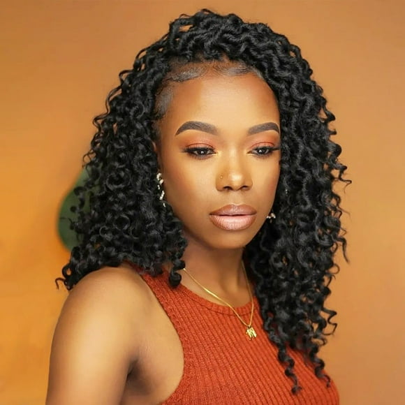 Forevery Faux Locs Crochet Hair 10 Inch Goddess Locs Crochet Hair 6Packs PreLooped Crochet Hair for Black Women,Boho Locs Crochet Hair with curly ends