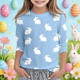 thumbnail image 2 of Easter Bunny Print Crew Neck 3/4 Sleeve T Shirt Top Sky Blue 7Y-8Y, 2 of 4