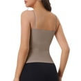 thumbnail image 3 of INSPIRE CHIC Women's Bandeau Camisole Spaghetti Strap Build in Bra Padded Sleeveless Tank Top Medium Khaki, 3 of 5