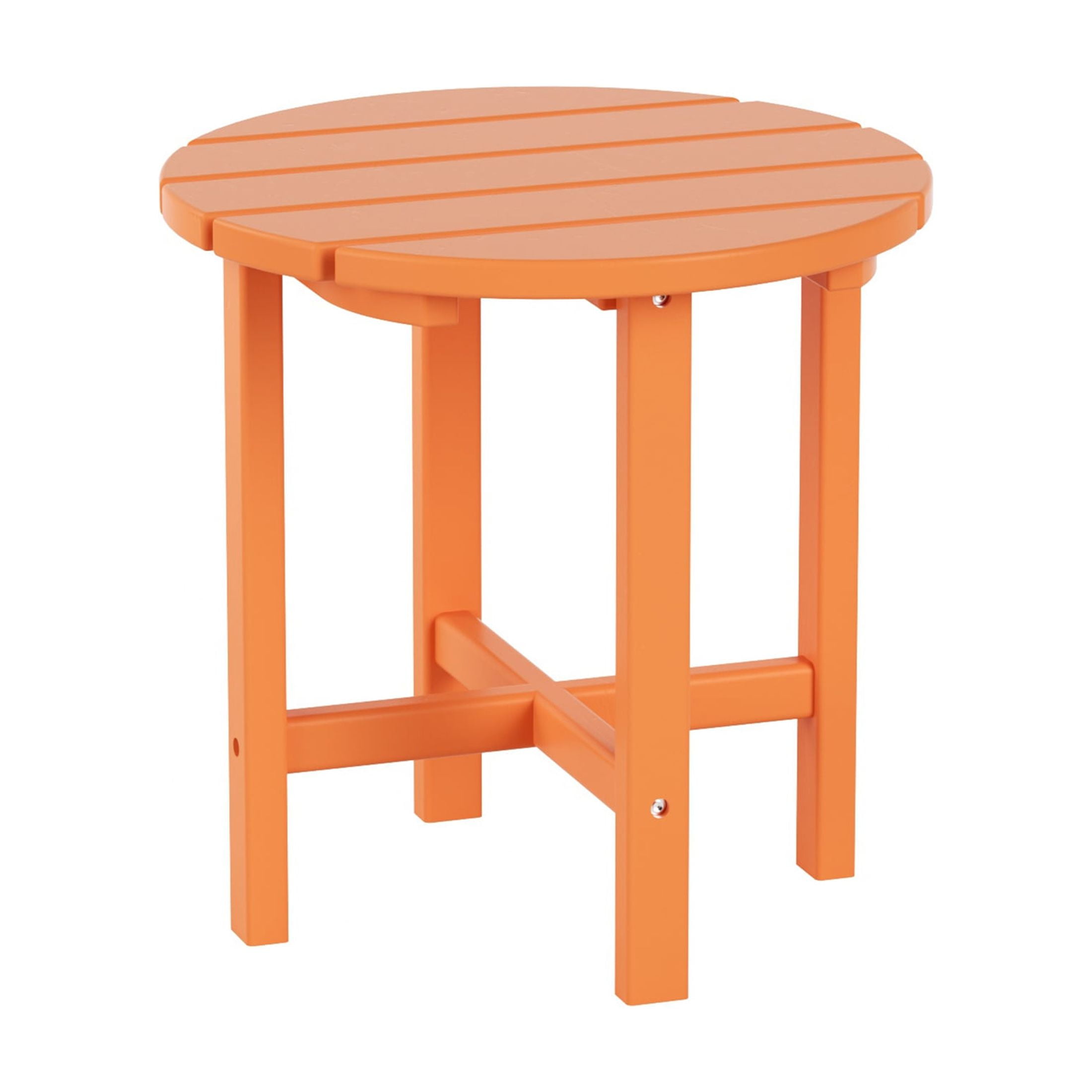 Garden 18" Inch Round Plastic Outdoor Patio Side Table, Orange