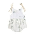thumbnail image 3 of Arvbitana Baby Girls Sling Romper Sleeveless Plant Pattern Tie-up Bodysuit Summer Sweet Playsuit Clothes Set for Newborn 0-24M, 3 of 9