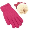 thumbnail image 2 of Cethrio Kids Girls Knitted Gloves, Stretchy Snow Thermal School Winter Mittens Hot Pink Size 6-13 T, 2 of 3