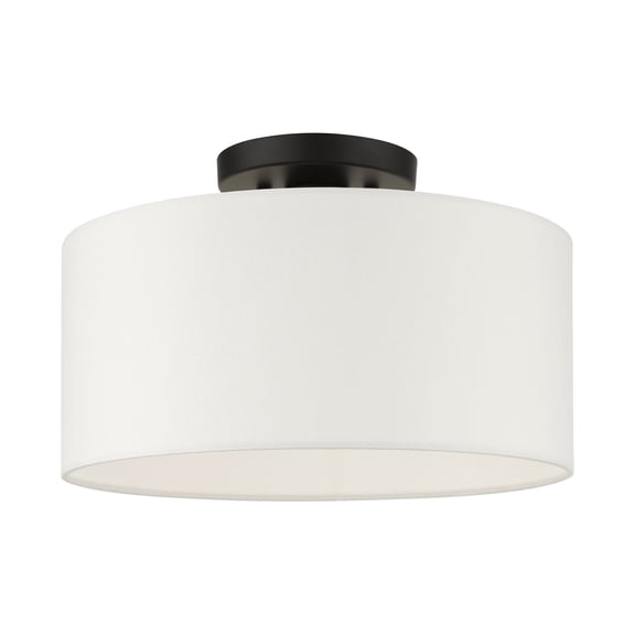 Livex Lighting Meridian 13" 1-Light Metal & Glass Semi Flush in Black