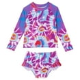 thumbnail image 4 of Long Sleeve Bathing Suit Toddler Swimsuit Bathing Suits for Teens Swim Suit Swimwear Girls Two Piece Swimsuit Set with V Neck and Flying Sleeve Scale Print for Beach Party, 4 of 7