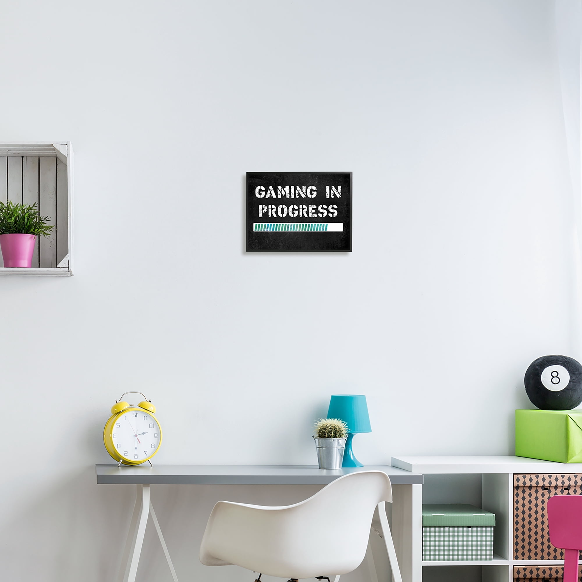 Stupell Industries Gaming In Progress Bar Inspirational Painting Black Framed Art Print Wall Art, 14 x 11