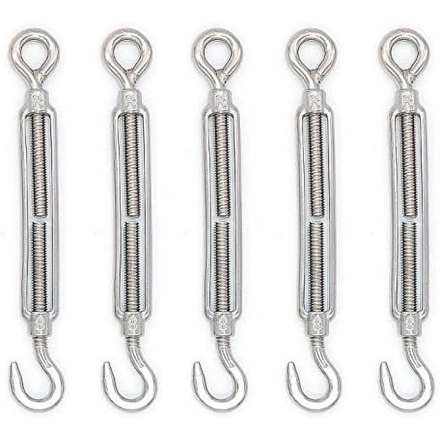 Marine Grade Stainless Steel Turnbuckles, Precision Cast For Extreme Strength In Outdoor Applications, Adjustable Length And Corrosion Protection Make Them Perfect For Tensioning Cable Projects, 5PCS