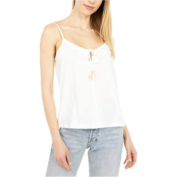 Hurley Womens Ruffled Tank Top, White, Small