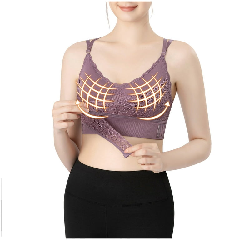 Mrat Clearance Sports Bras for Women High Support Clearance Ladies  Traceless Comfortable No Wire Vest Breathable Gathering Bra Woman Underwear  White Bra L_23 Purple L 