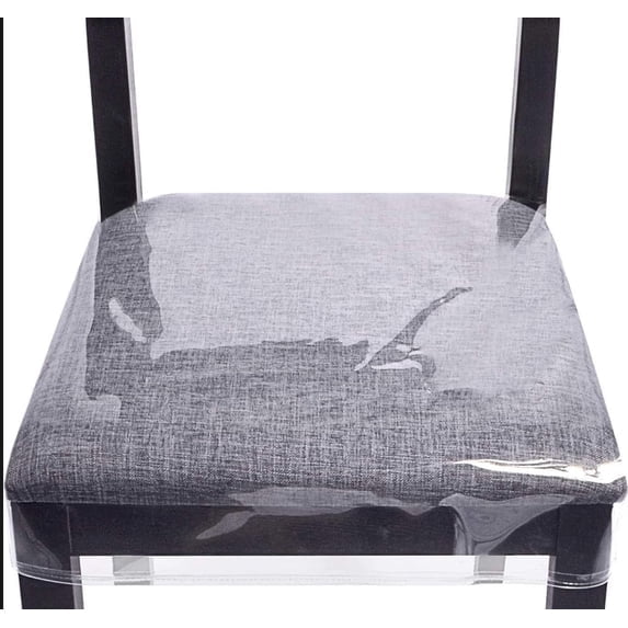 4 Pack Plastic Dining Chair Seat Covers with Adjustable Belts, Waterproof Slipcovers 20"W x 17"D x 4"H for Dining Chair Seat Protection