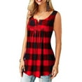thumbnail image 2 of DYMADE Women's Fashion Floral Printed Sleeveless Button Summer Casual Top, 2 of 4