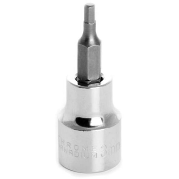 Performance Tool W38893 Chrome Hex Bit Socket, 3/8" Drive, 3mm Hex Bit