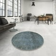 thumbnail image 4 of Ahgly Company Machine Washable Indoor Round Abstract Light Slate Gray Area Rugs, 3' Round, 4 of 7