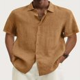 thumbnail image 1 of Men‘s Linen Casual Short Sleeve Shirts Button Down Summer Beach Shirt，M Light Blue, 1 of 5