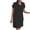 Black, variant on QUYUON Womens Linen Dress Summer Short Sleeve High Neck Knee Length Dress Casual Loose T Shirt Dress Short Beach Sundress A-Line Tunic Dress Black S