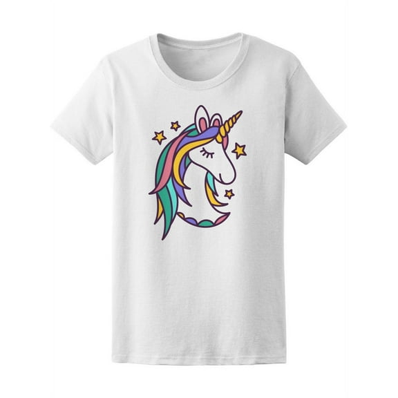 Cute Beautiful Colorful Unicorn T-Shirt Women -Image by Shutterstock, Female Small