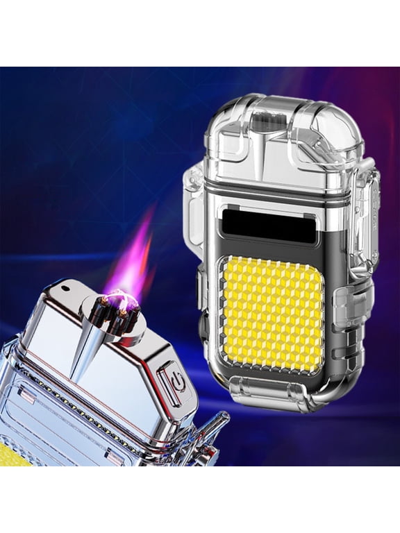 Essentials Electronic Lighters for Cigarettees Multifunctional Strong Keychain Light Lighter USB Charging Mini Portable Windproof Arc Lighters for Candles Camping BBQ