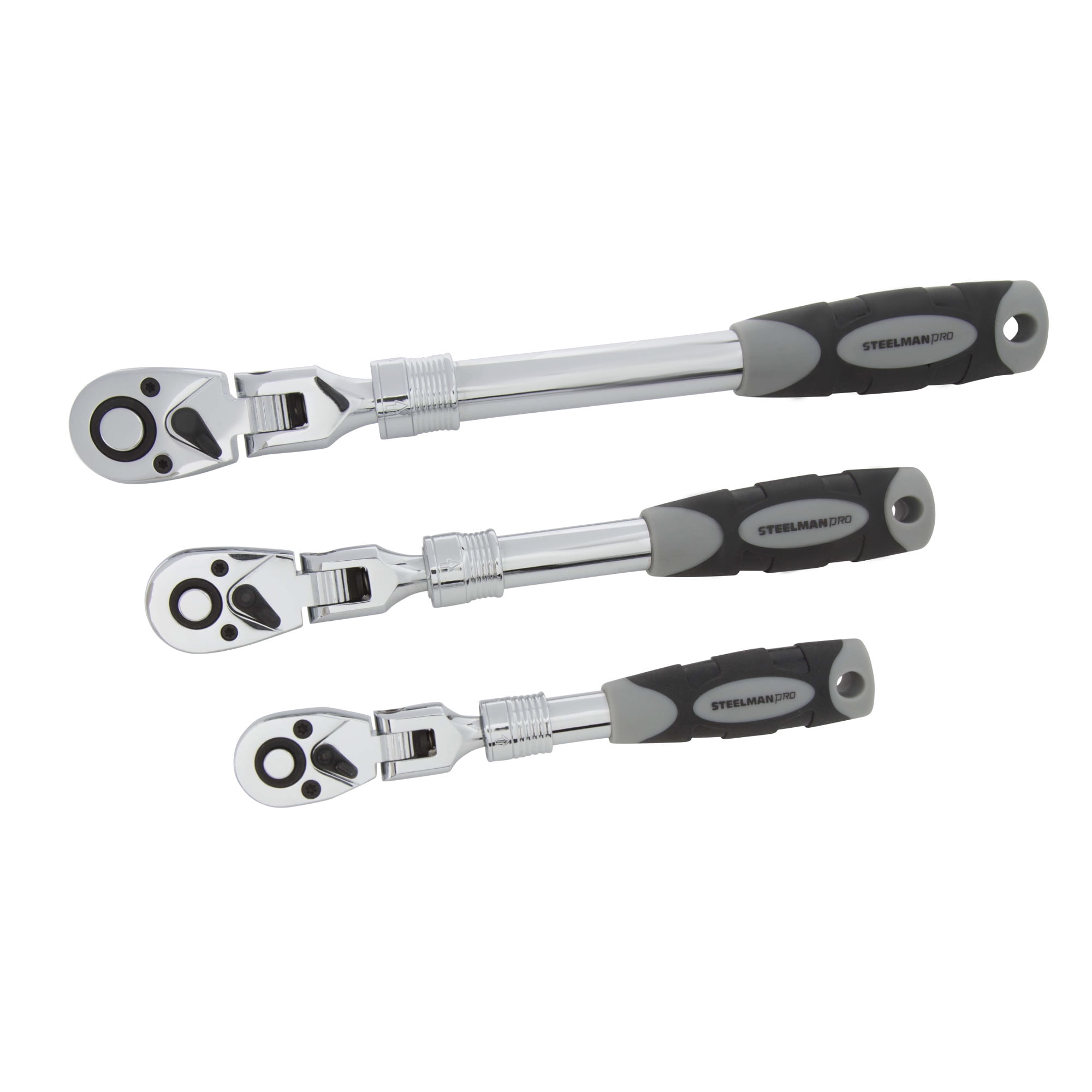 STEELMAN PRO 96753 72Tooth Extendable Flexhead Ratchet Set, 3Piece