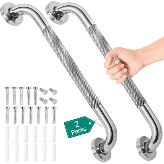 NEI 2 Pack 16 Inch Grab Bars for Bathtubs and Showers, Safety Bathroom Shower Grab Bars for Seniors Holds up to 500LBs, Handicap Grab Bars Stainless Steel, Anti Slip Shower Handle for Wall, Elderly