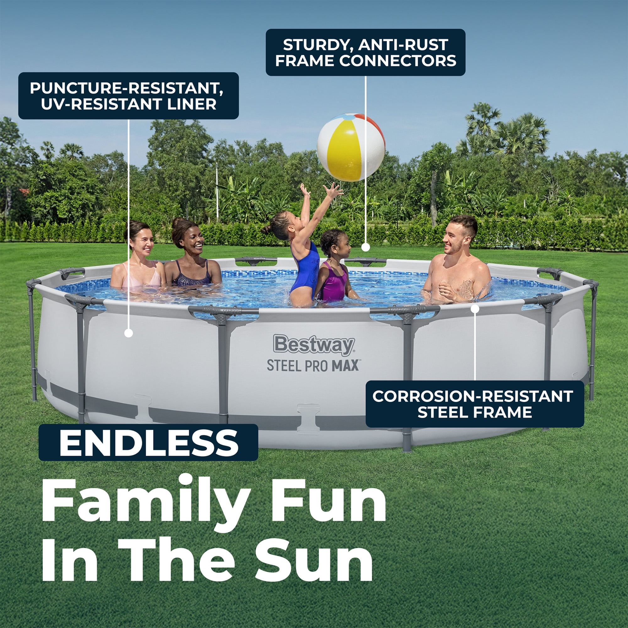 Bestway Steel Pro MAX 12'x30" Metal Frame Above Ground Pool, Filter Pump & Cartridge, Gray