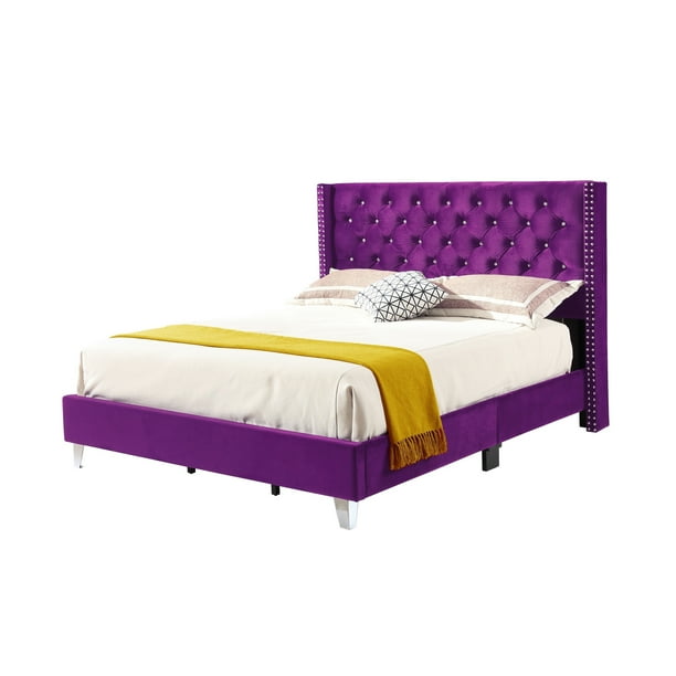 Lyke Home King Upholstered Bed Purple Com Lyke Home King Upholstered Bed Purple, Purple King Bed Dimensions
