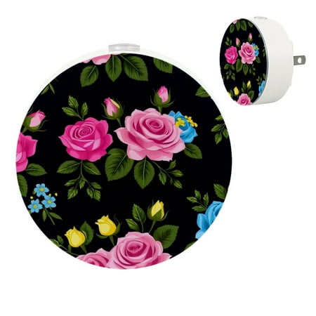 

YZUOUZY Bedside Lamps Small Lamp Small Bedside Lamps Set of 2 Floral Pink Roses Dark Background