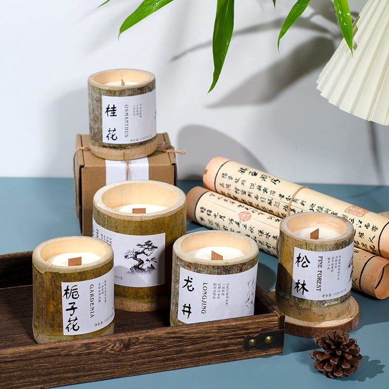 Zhuge 1 piece bamboo aromatherapy candle as a souvenir, small size