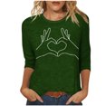 thumbnail image 1 of Tops de Cuello Redondo para las Mujeres Moda Impresa 3/4 Mangas Blusa Casual Top, Estante de Imitación, 1 of 5