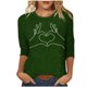 thumbnail image 1 of Tops de Cuello Redondo para las Mujeres Moda Impresa 3/4 Mangas Blusa Casual Top, Estante de Imitación, 1 of 5
