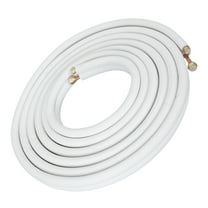 Yedigre 25FT Mini Split Line Set for Fixed Frequency 1P Air Conditioner, Air Conditioning Pipe with Flared Nuts, White Thickened PE Insulated Coil HVAC Hose, Heat Pump System Tubing Replacement