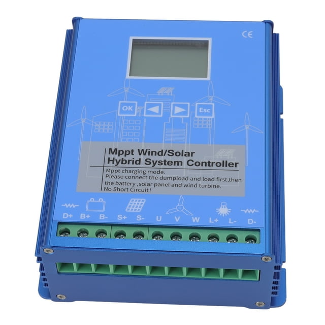 Controlador solar eólico, controlador de energía solar eólica de 12 V y 24 V Controlador de energía eólica Instalación sencilla