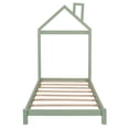 thumbnail image 2 of Twin Bed Frame for Kids, Solid Wood Platform Bed with House-shaped Headboard and Sturdy Slats Support, Pine Wood Montessori Bedframe for Boys and Girls Bedroom, Playhouse Design, Green, 2 of 7