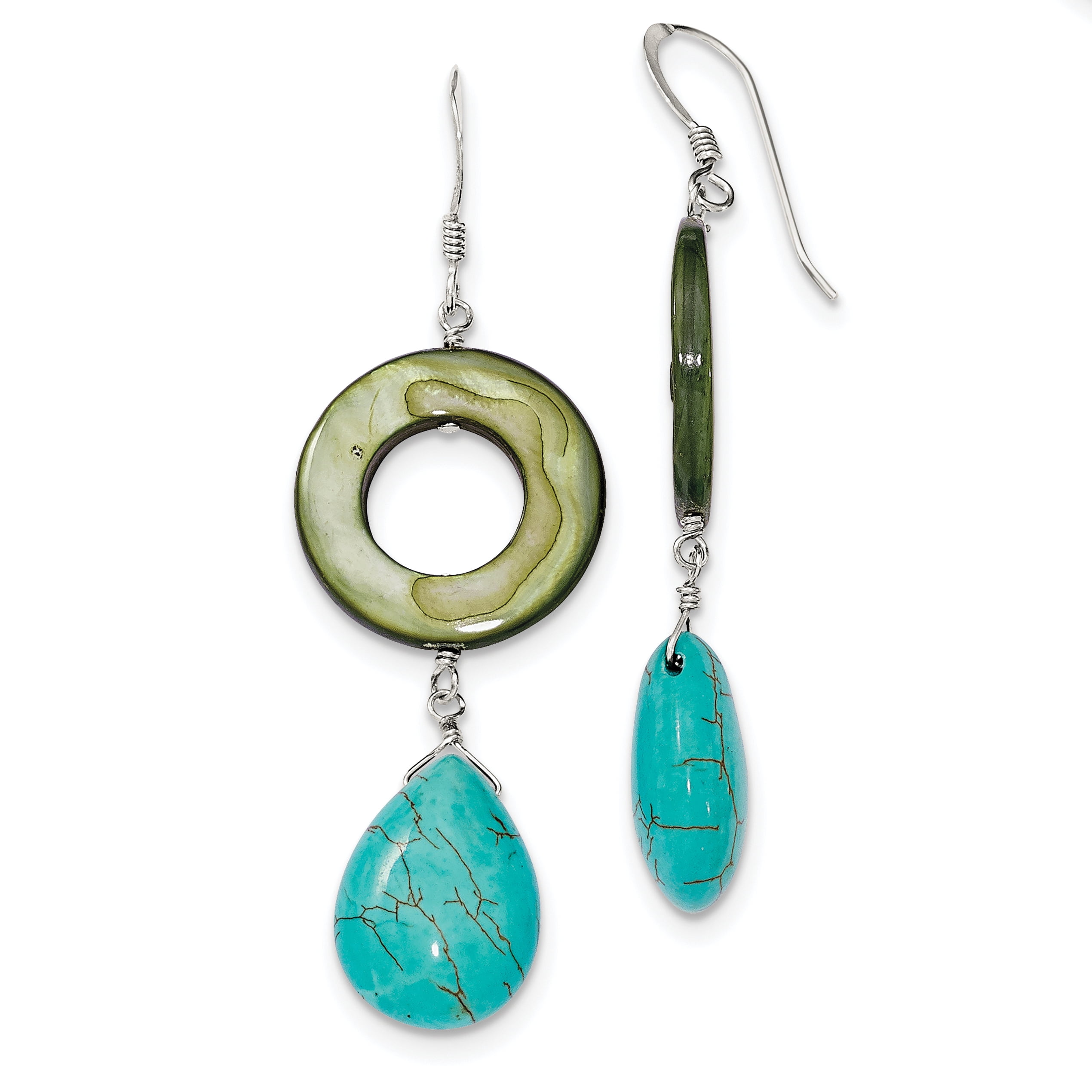 Saris and Things - 925 Sterling Silver Dyed Blue Howlite & Green Mother ...