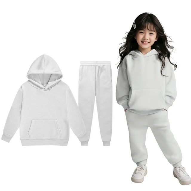 WENXIAOO Ensemble de Survêtement pour Enfants Garçons Filles Manches Longues Chandail à Capuche Chaud