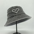 thumbnail image 5 of SAYOO Women Summer Casual Bucket Hat Indoor/Outdoor Embroidery Heart Pattern Patchwork Denim Washed Hat Girls Fashion Fisherman's Hat Street, 5 of 6