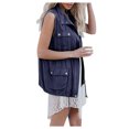 thumbnail image 4 of IROINNID Cardigan for Women Open Front Deals Sleeveless Stretchy Jacket Vest With Zipper with Pocket,Dark Blue, 4 of 8
