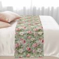 thumbnail image 2 of Spring Flowers Bed Runner for Twin Size Bed, Country Watercolor Red White Camellia Floral Leaf Green Soft Bedding Scarf Bedding Protector Slipcover Sofa Throw for Bedroom Hotel Guesthouse, 2 of 8