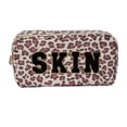 thumbnail image 2 of Bolsa de lavado con estampado de leopardo, bolsa de cosméticos de algodón, bolsa de almacenamiento acolchada con flores de gran capacidad, bolsa de viaje portátil de gran apariencia, 2 of 6