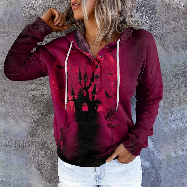Femmes Halloween Sweat-Shirts Citrouille Impression Col Rond Pull à Manches Longues Oversize Pull-Overs Jaune XXL