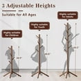 thumbnail image 2 of Behome Wooden Coat Rack, Solid Freestanding Coat Rack with 8 Hooks and 3 Adjustable Size, Hall Coat Tree for Bedroom, Entryway, Living Room, for Hats, Coats, Handbags, Brown, 2 of 7
