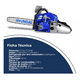 thumbnail image 2 of Motosierra a gasolina 45cc Turbo 455 2.5hp Azul, 2 of 5