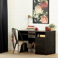 thumbnail image 4 of South Shore Gravity Rubbed Black Desk and 1 Flam White and Wood Chair Set, 4 of 7