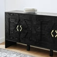 thumbnail image 4 of URTR 60" Mid Century Modern Sideboard Buffet Cabinet with Storage, TV Media Console, Storage Cabinet with Geometric Pattern & Adjustable Shelves for Kitchen Dining Living Room Entryway Hallway,Brown, 4 of 6