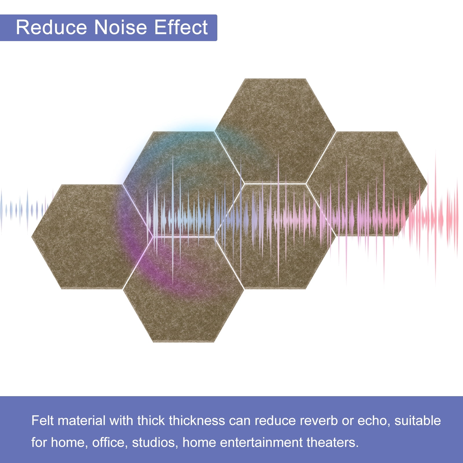 Hexagon Acoustic Panels B1 Fireproof Soundproof Foam Panels with 30 Push Pins(Deep Brown)
