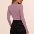 thumbnail image 4 of Perfectbot Women's Long Sleeve Tee Turtleneck Ribbed Knit Stretchable Top Fitted Basic Layering Shirt, 4 of 6