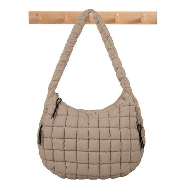 Bolso Iqimott acolchado de nailon con burbujas para mujer, color caqui